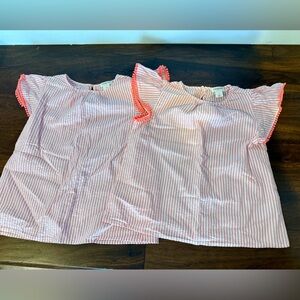 Crewcuts Orange/ Pink and White Striped Ruffle Tops